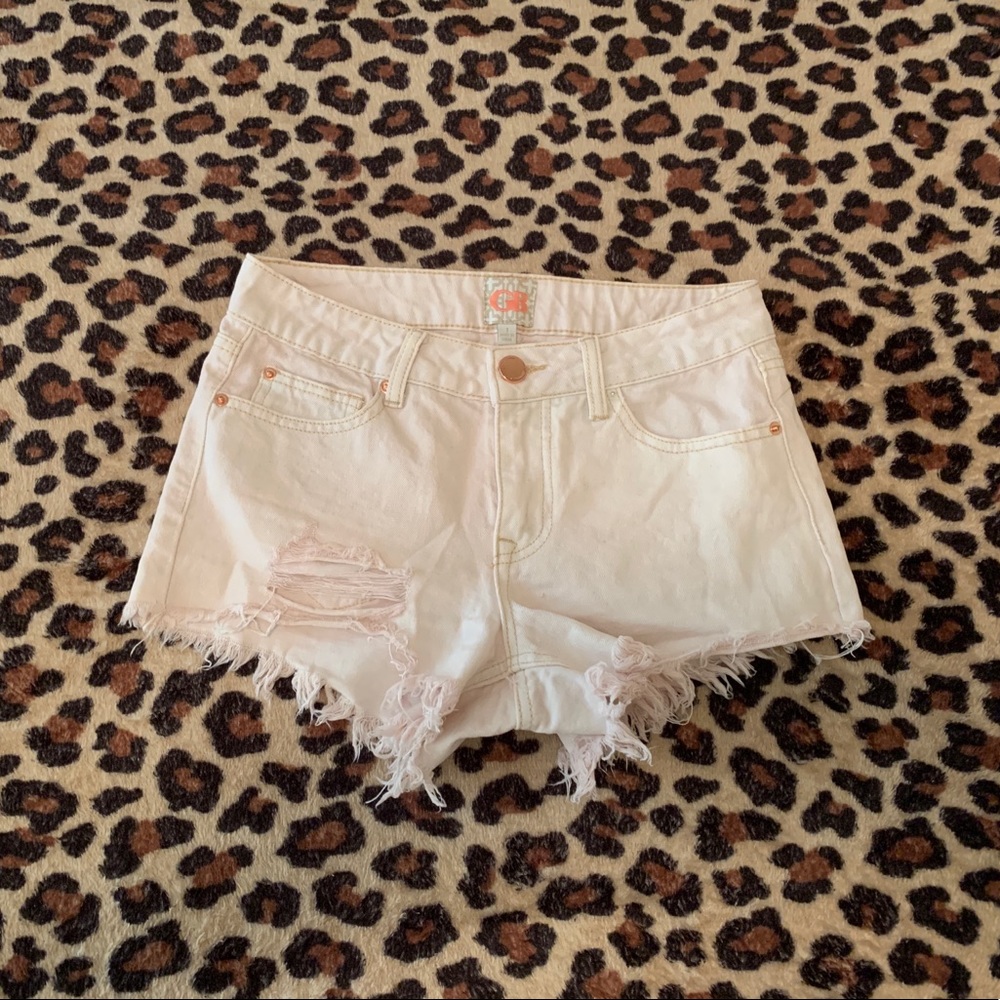 Gianni Bini Light Pink Distressed Denim Shorts